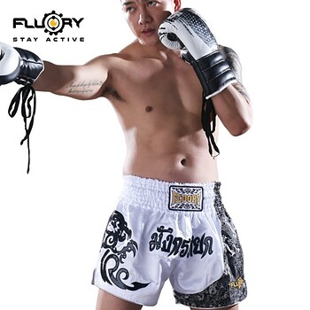 Celana Muaythai Fluory "Putih Silver"