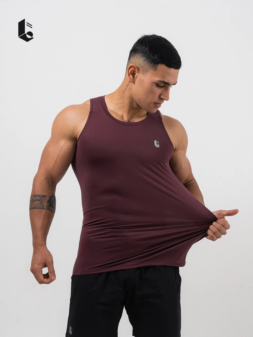 Baju Muscle Tee Lockerwear Burgundy - Image 2