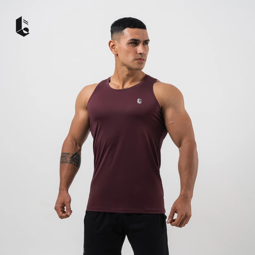 Baju Muscle Tee Lockerwear Burgundy - Image 1